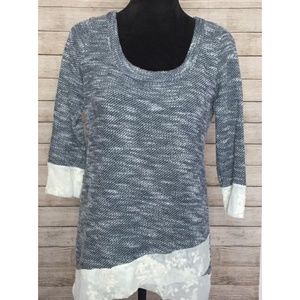 Blue Sweater With Lace Sleeves by Loveappella